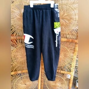 Champion Black Sweatpants Comfortable Athletic Wear_Small